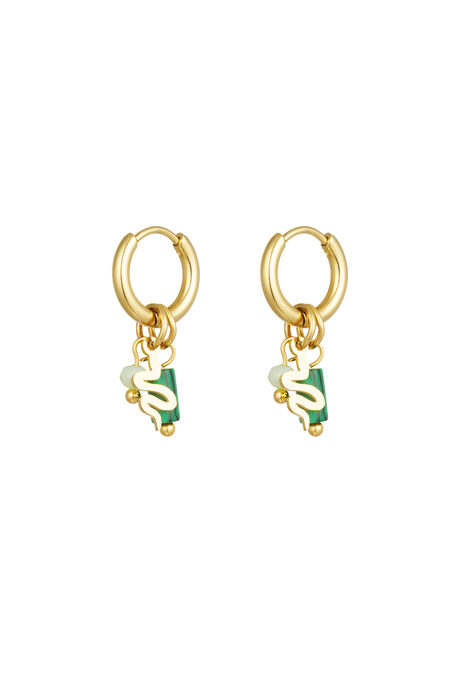 Earrings Natural Stone With Snake Detail