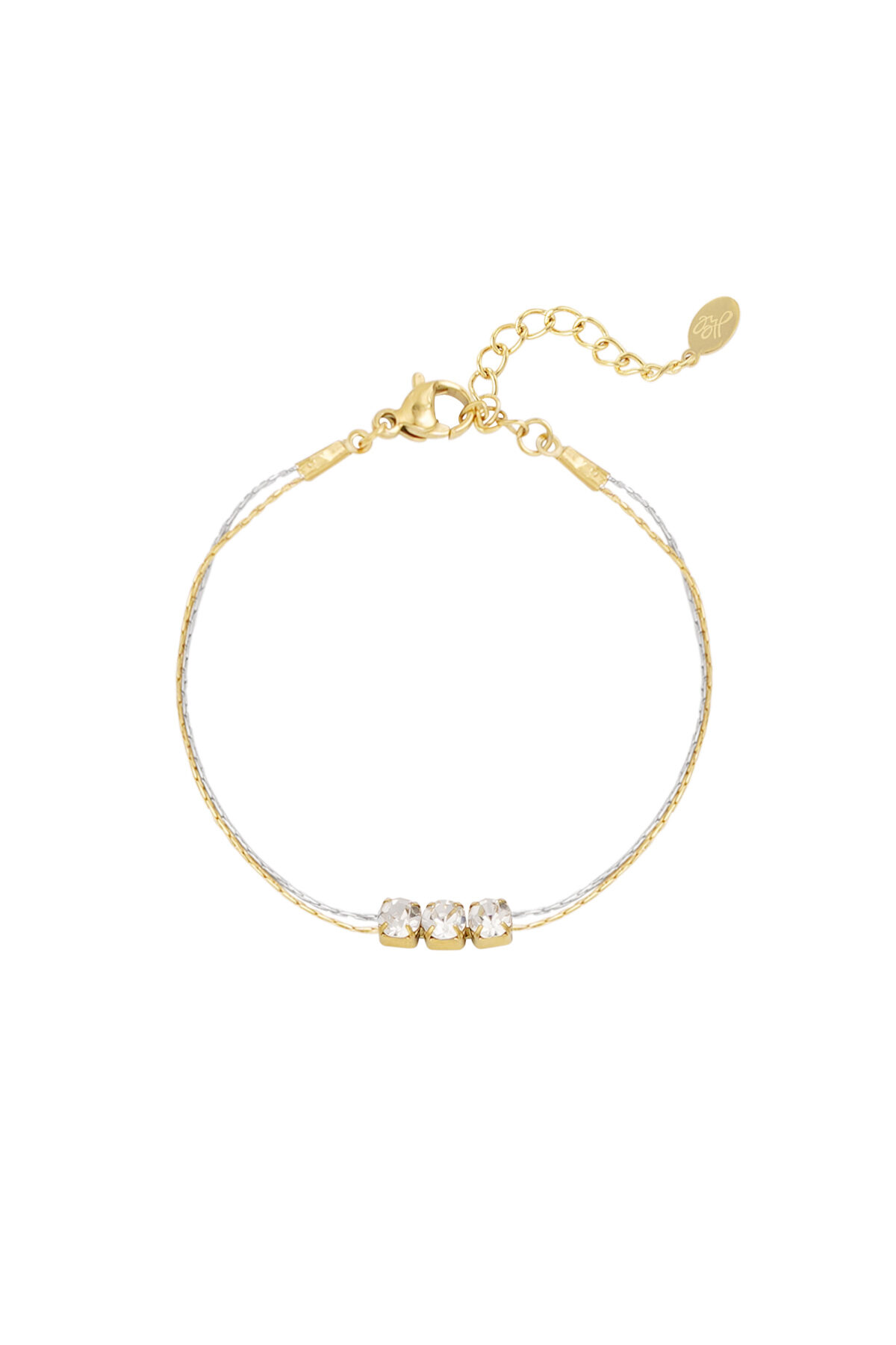 Bracelet Gold color/silver with stone h5 