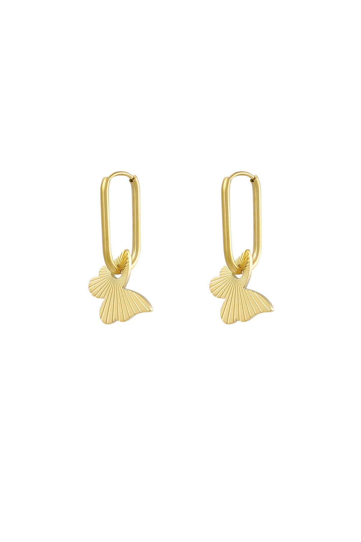 Längliche Ohrringe mit Schmetterling – Goldfarbe - Goldfarbefarbe