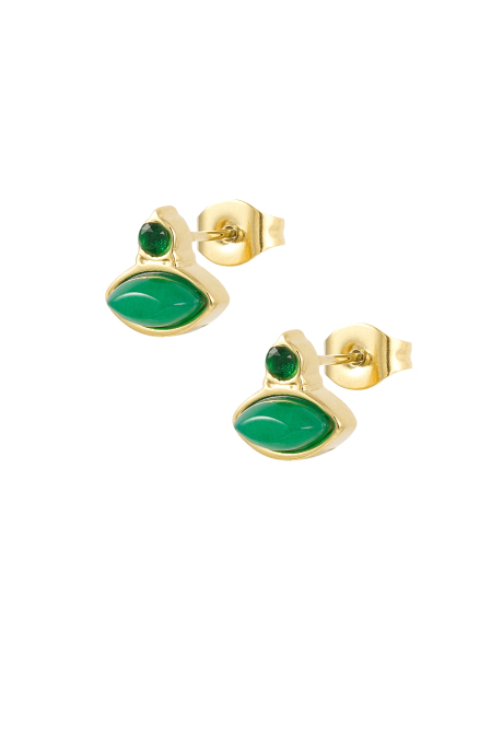 Orecchini vintage con strass - verde chiaro smeraldo