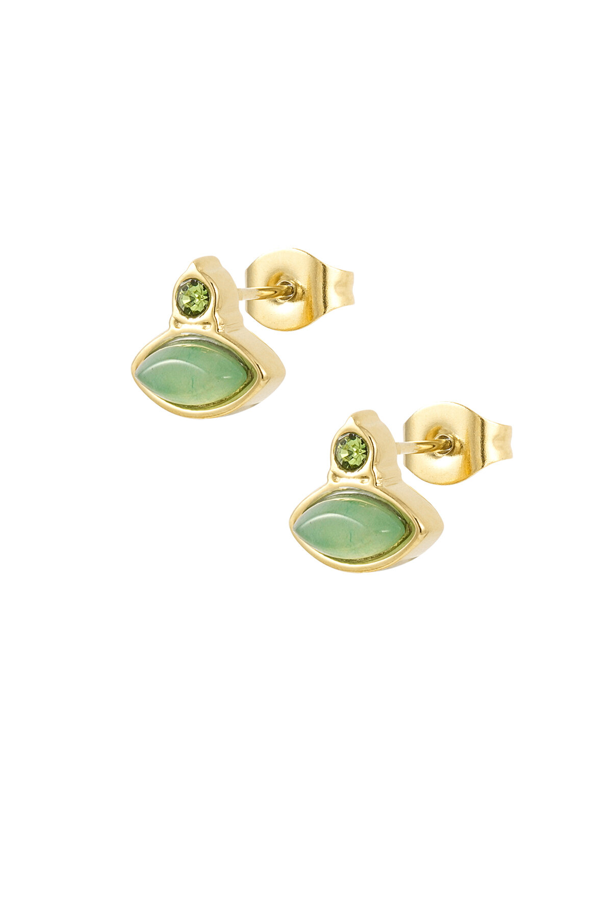 Boucles d'oreilles vintage clous strass - vert clair émeraude 2
