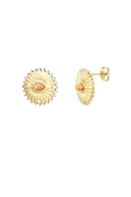 Stud Earrings Colorful Leaf - Gold Color/Bright Green