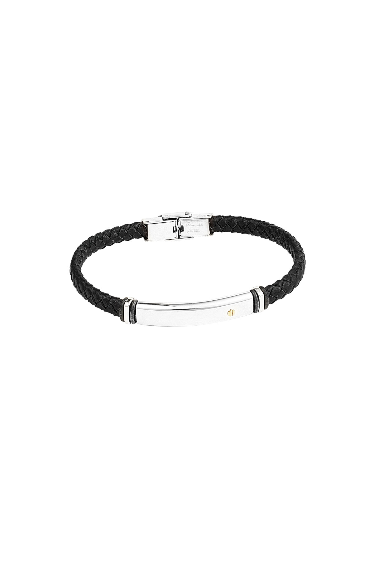 Bracciale da uomo intrecciato - argento/nero h5 