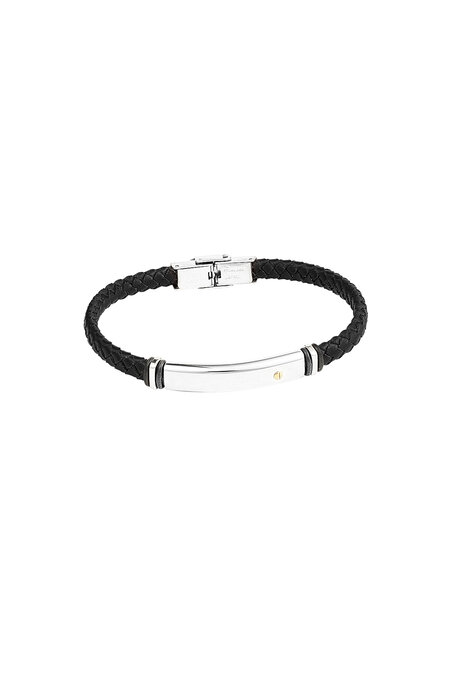 Herrenarmband geflochten - Silber/Schwarz 2