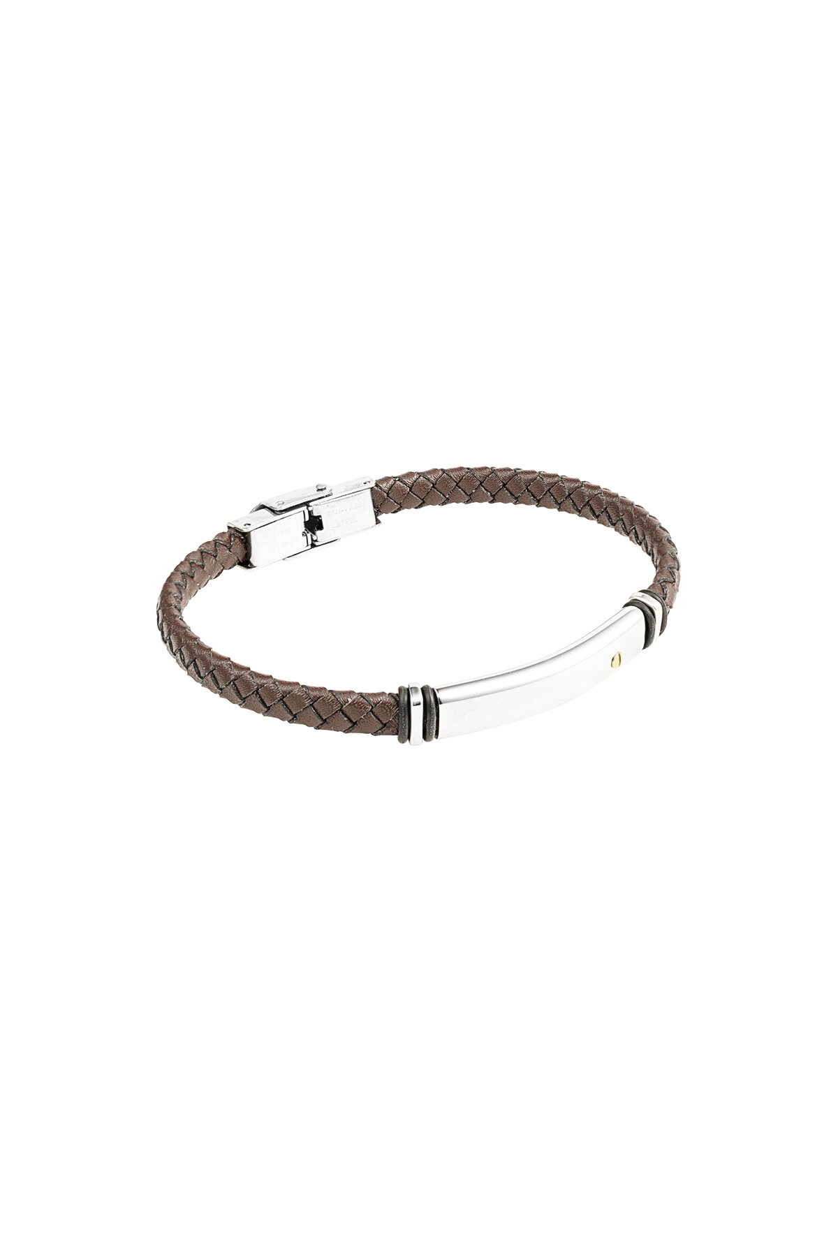 Bracciale da uomo intrecciato - argento/nero Immagine2