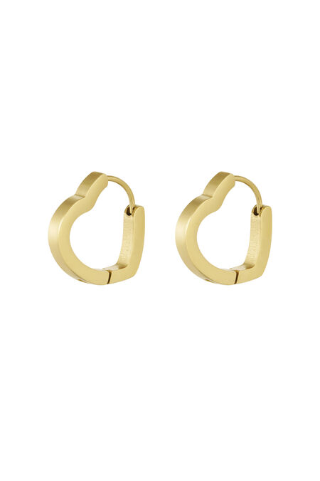 Einfache Herzohrringe groß – Goldfarbe - Goldfarbefarbe 2