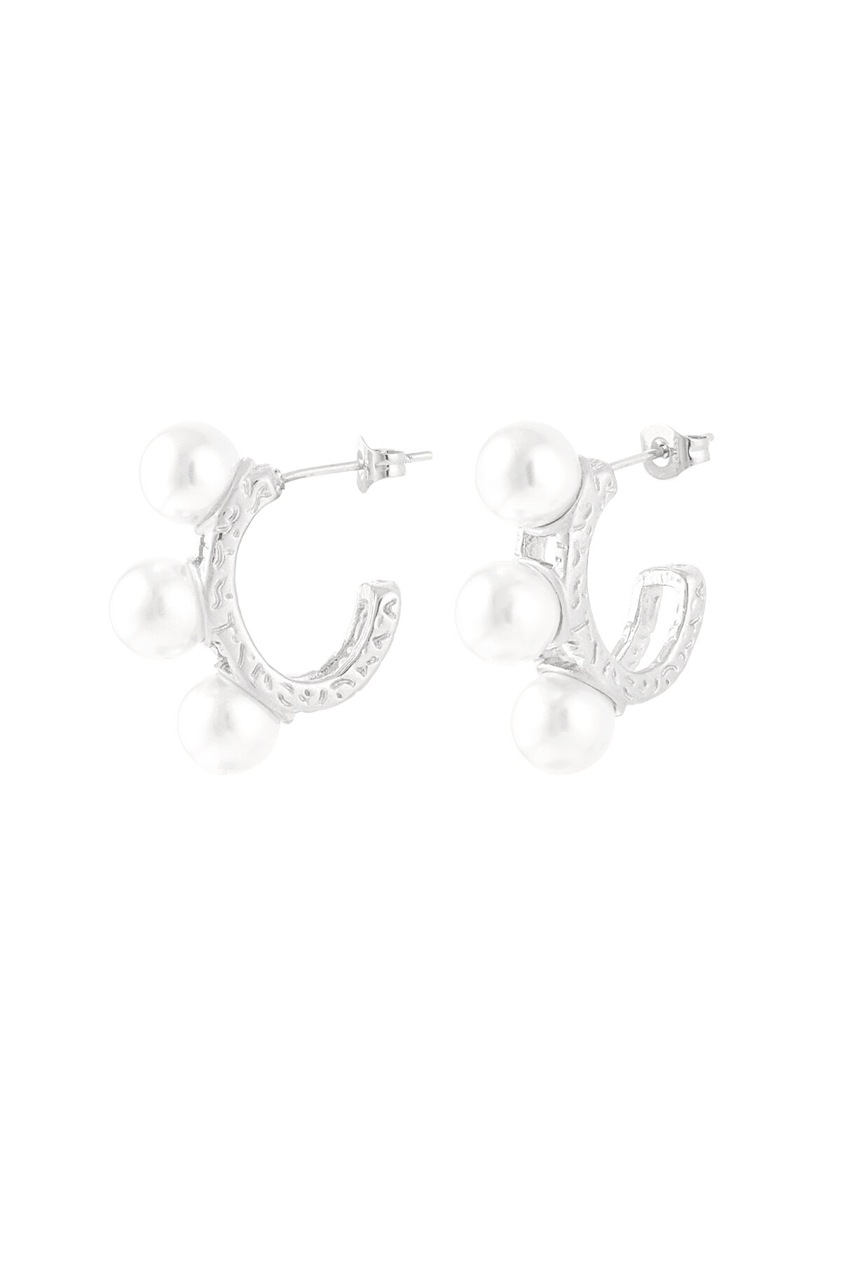oorbellen triple statement parel h5