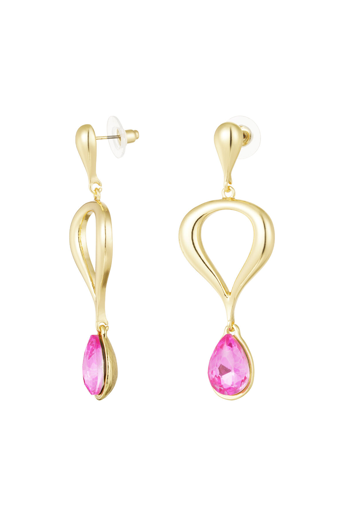 klassieke oorbel met gekleurde hanger - roze,  