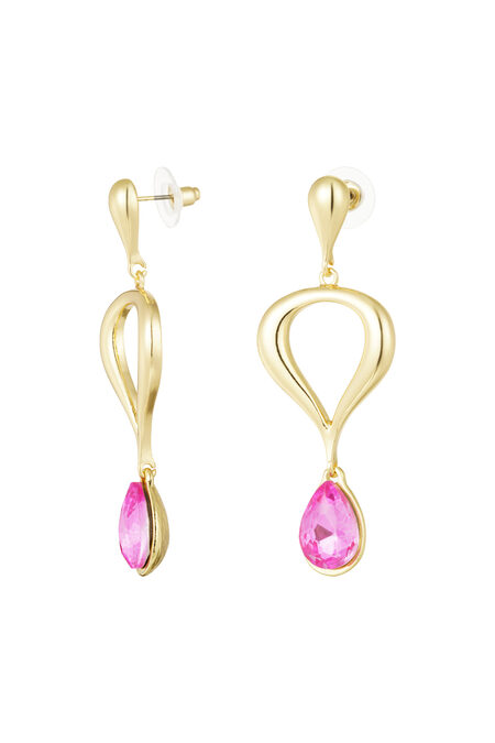 Klassischer Ohrring mit farbigem Anhänger – Rosa, 2
