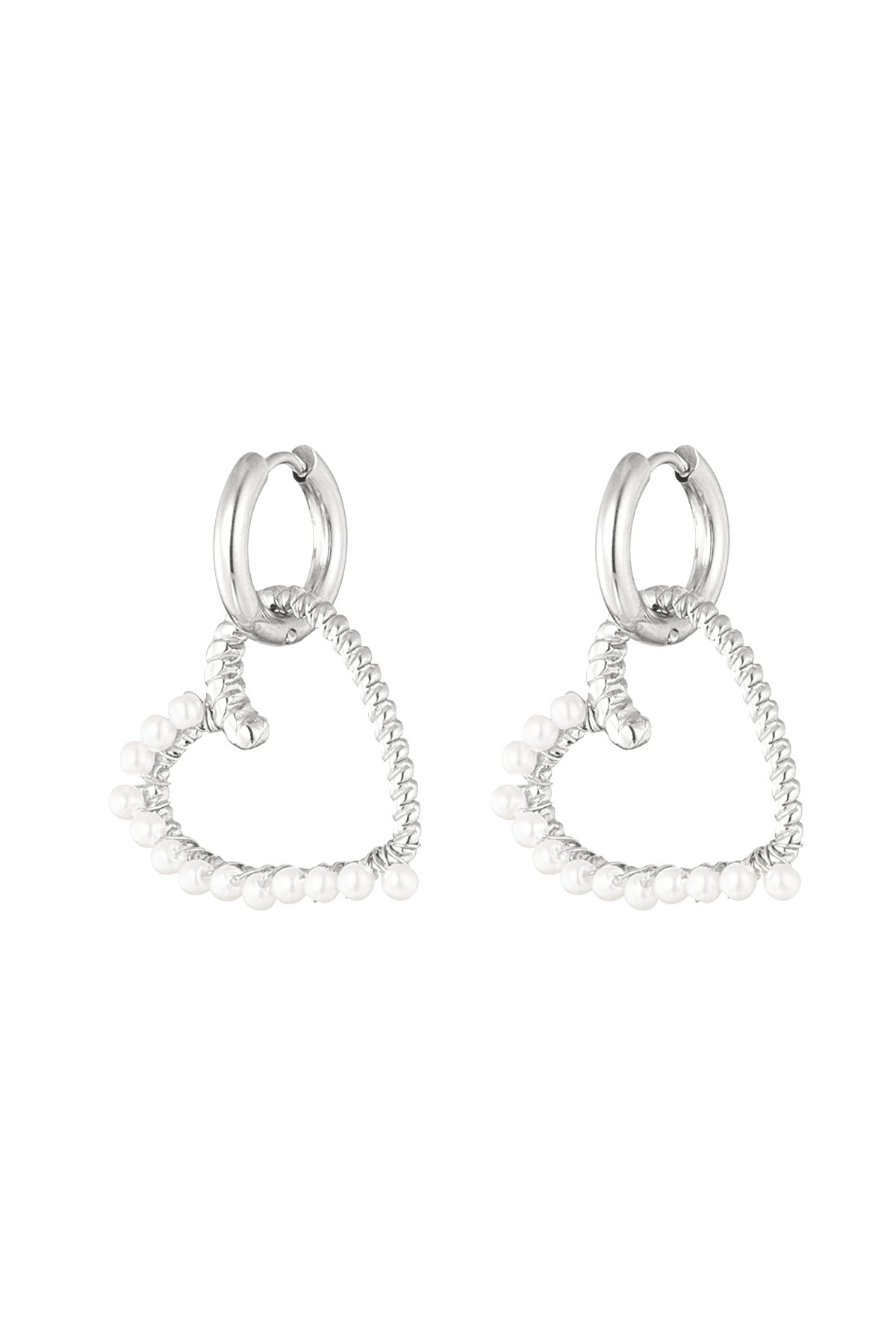 Boucle d'oreille coeur avec perles - doré h5 