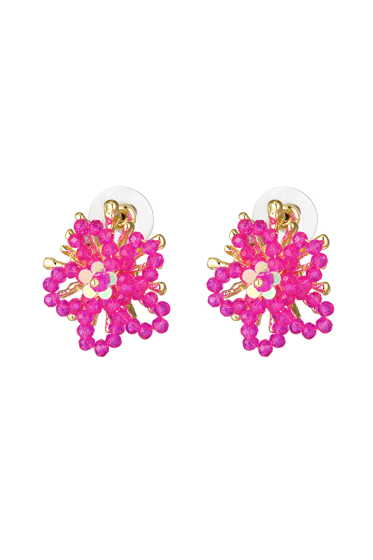 Pendientes de flores con pedrería h5 