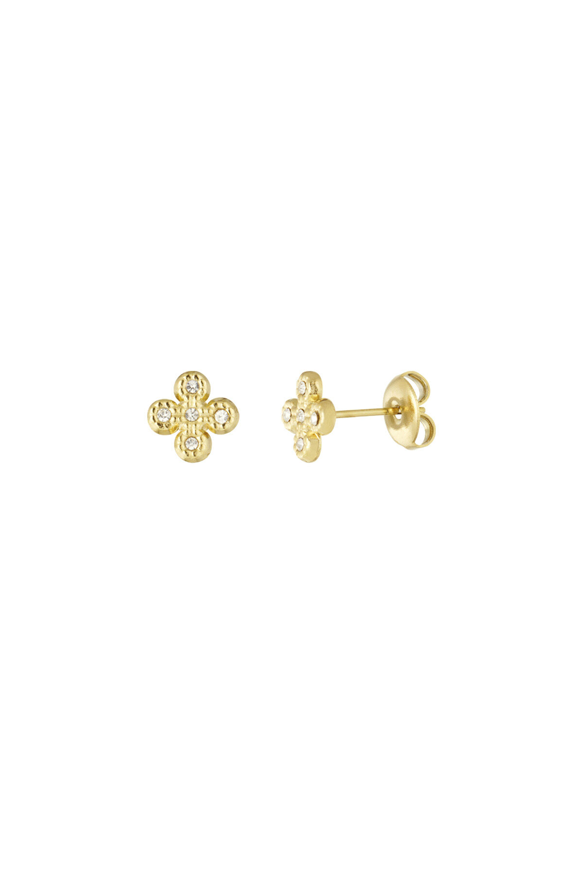 Boucles d'oreilles trèfle avec pierres - doré h5 