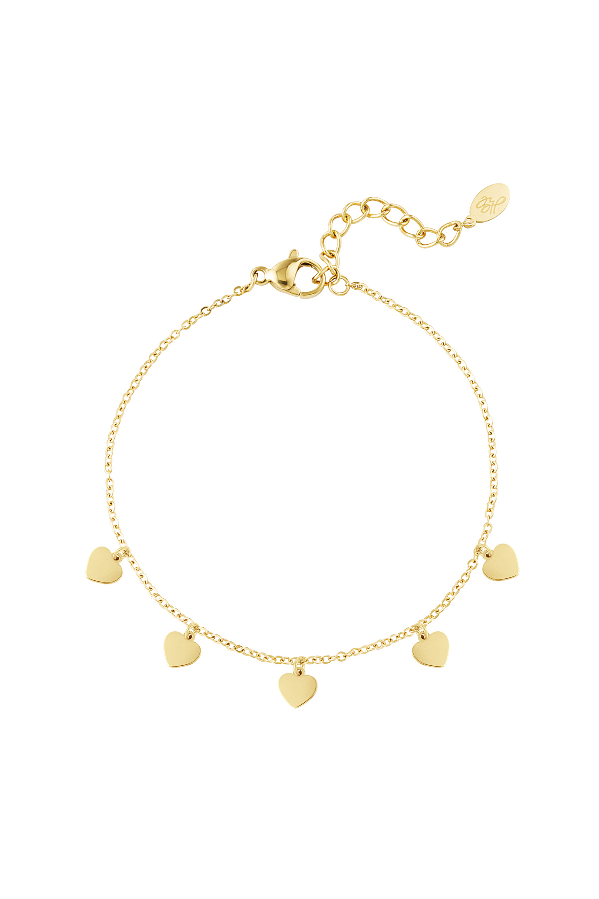 Schlichtes Armband mit herzförmigen Anhängern – Goldfarbe - Goldfarbefarbe 2