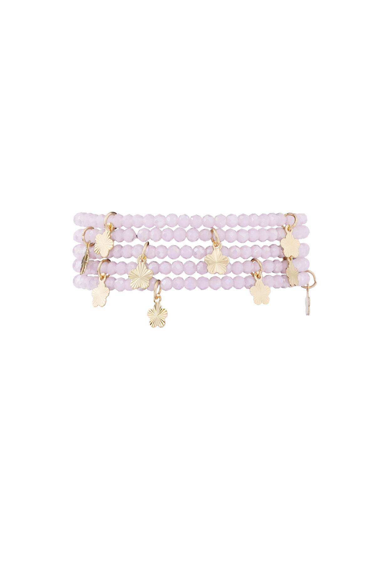 Pulsera doble con dijes de flores - rosa/Color dorado h5