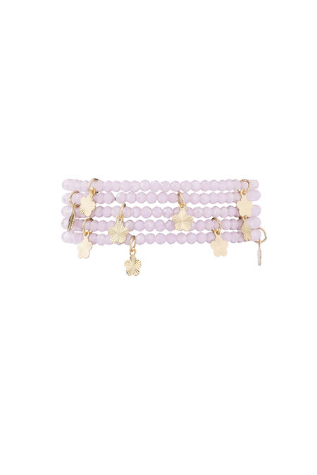 Double bracelet with flower charms - pink/Gold color