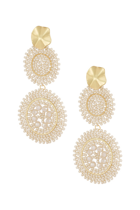 Pendientes Cristal Girasol - Color Dorado Blanco