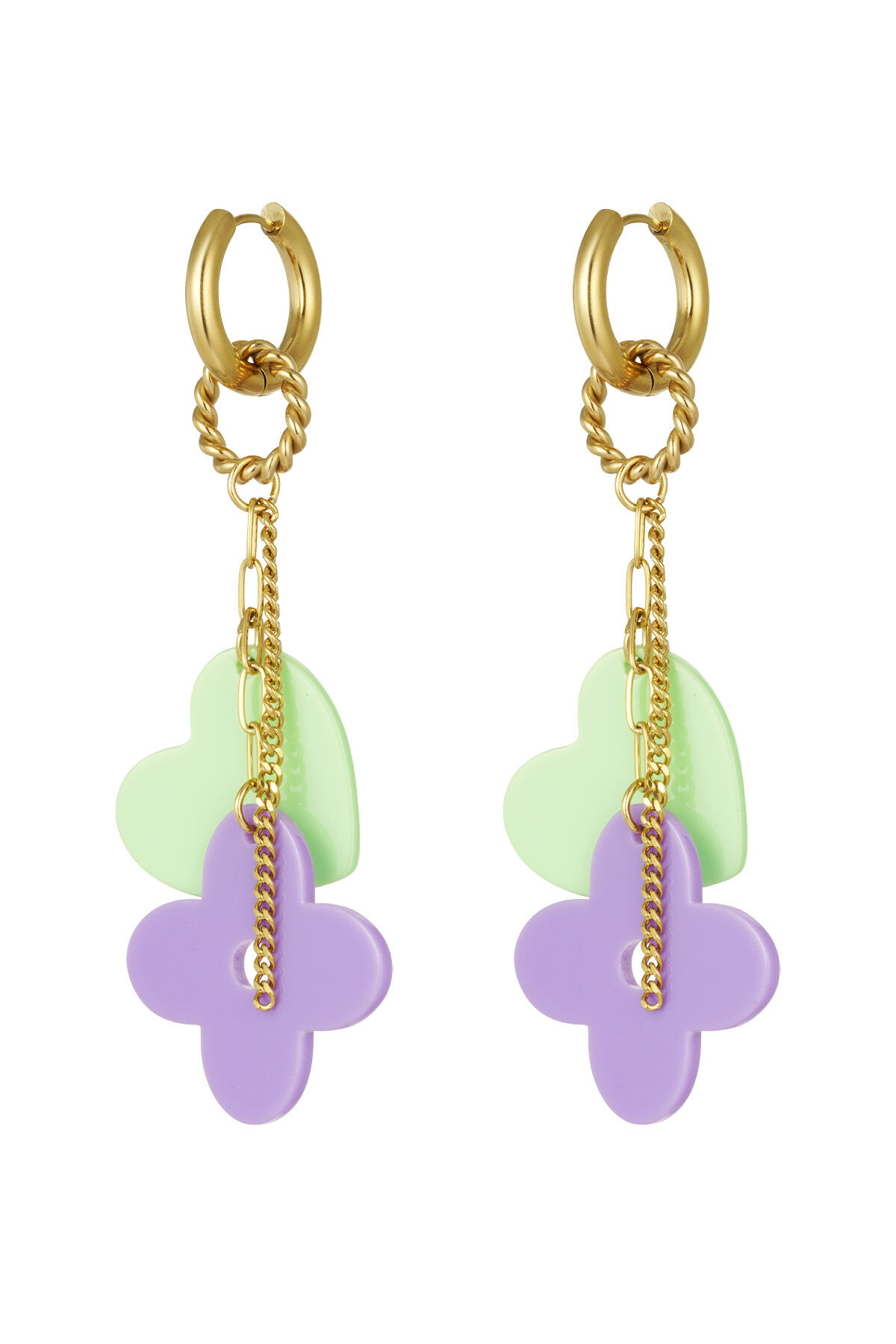 Boucles d'oreilles osez rêver - violet vert h5