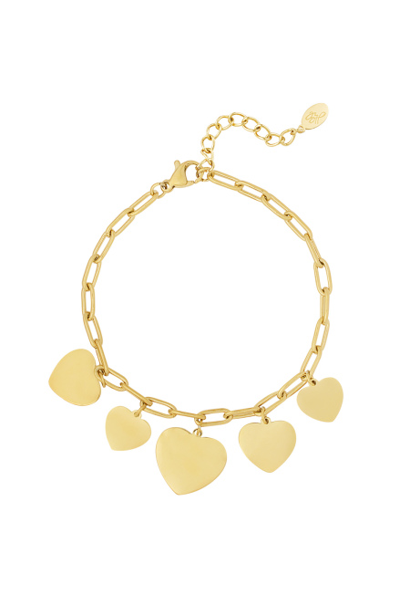 Verbundenes Armband Mit Herzanhängern – Goldfarbe  - Goldfarbefarbe