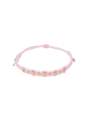 Bracciale intrecciato con fiori - rosa/Colore oro h5