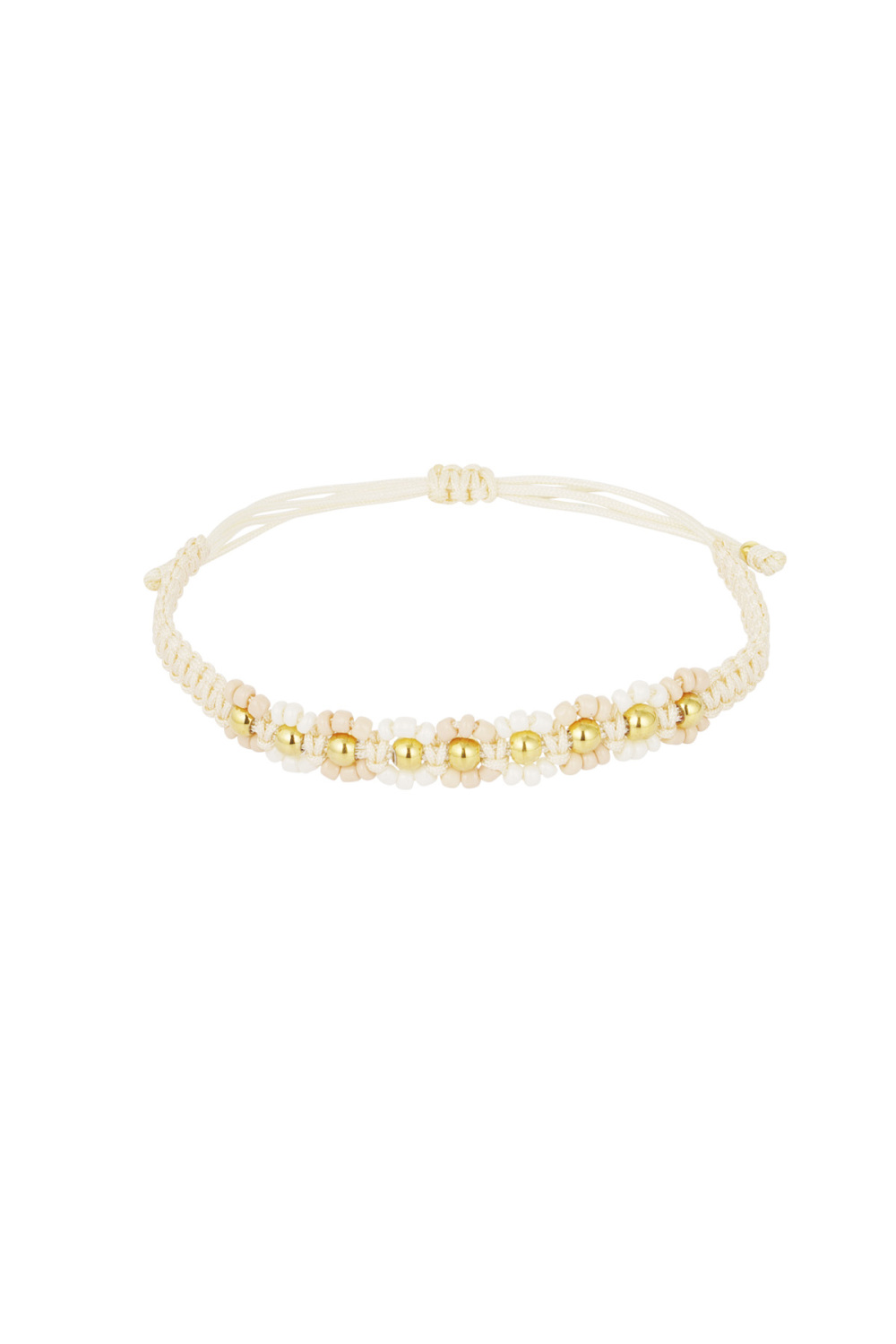 Bracciale Intrecciato Con Fiori - Rosa/Colore Oro  