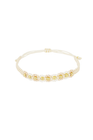 Bracciale Intrecciato Con Fiori - Rosa/Colore Oro  h5 