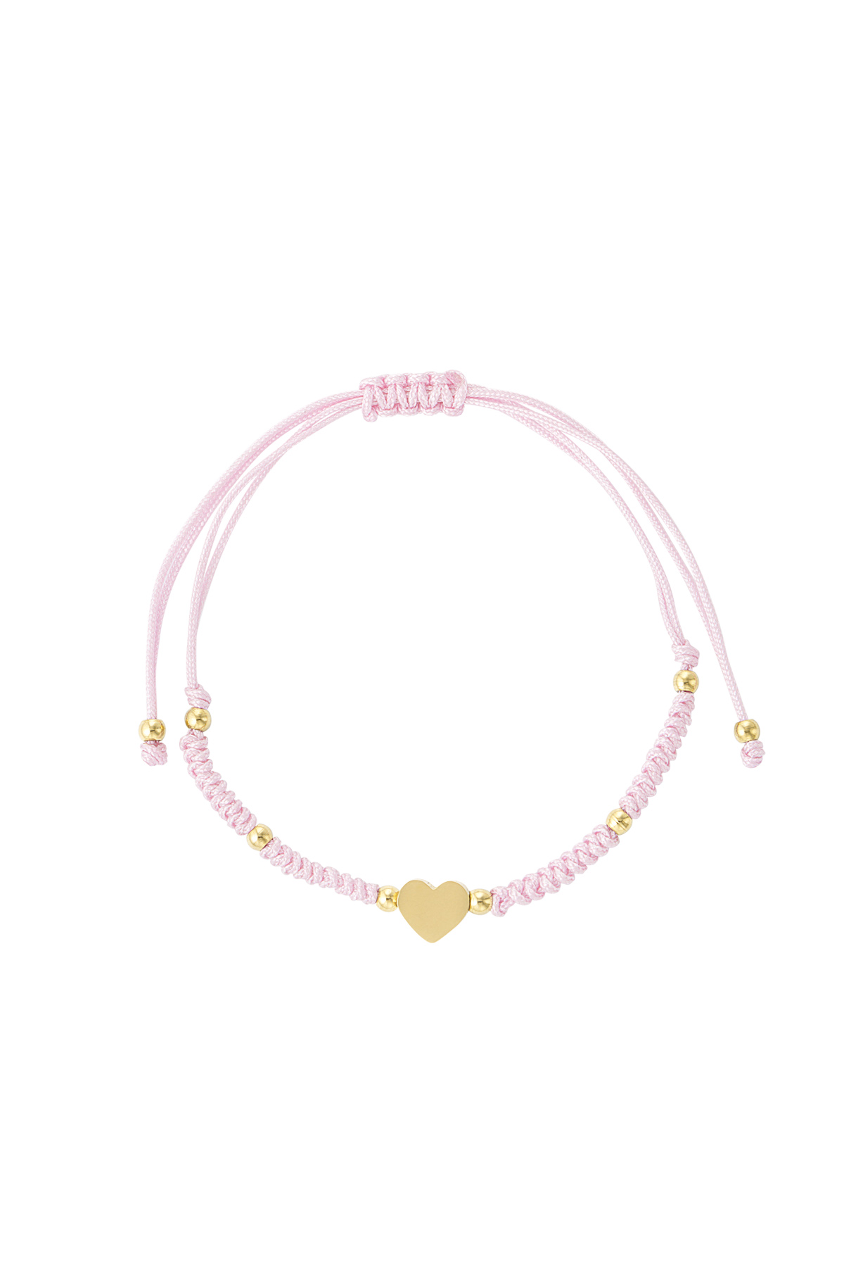 Pulsera trenzada con corazón - rosa/Color dorado h5 