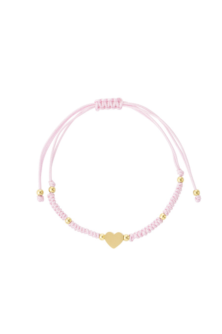 Braided bracelet with heart - pink/Gold color