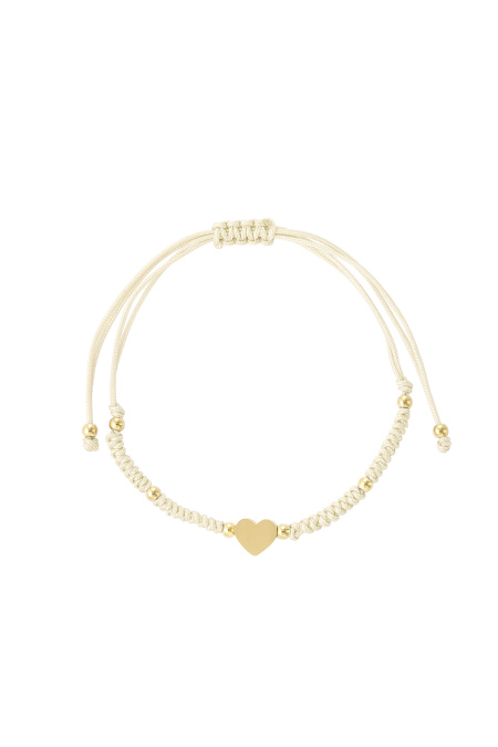 Braided Bracelet With Heart - Pink/Gold Color