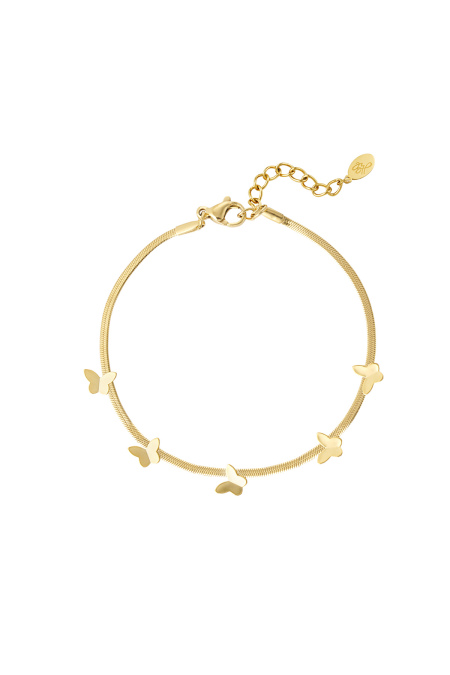 flat link bracelet with butterfly charms
