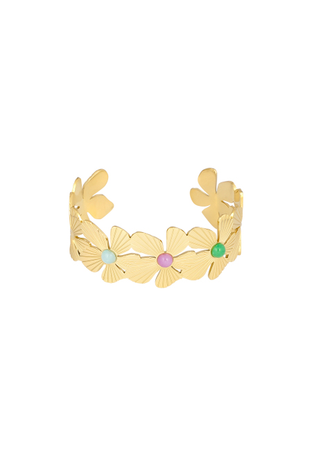 Böhmisches Insel-Blumenarmband – Goldfarbe - Goldfarbefarbe