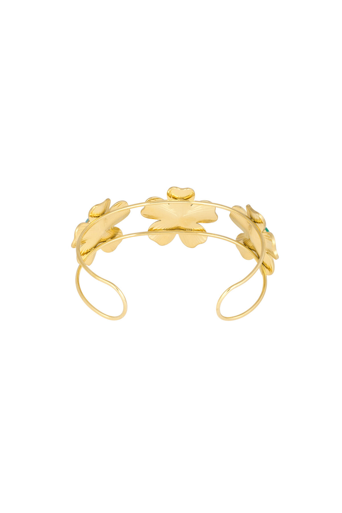 Bracelet bohème fleurs pierres - Doré Image3
