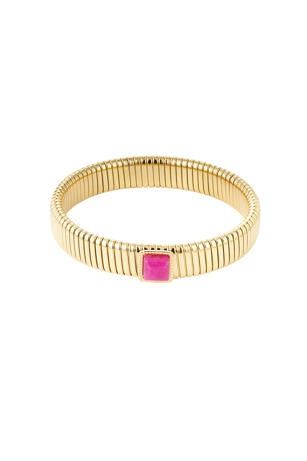 Bracelet bohème pierre rose - Doré h5 