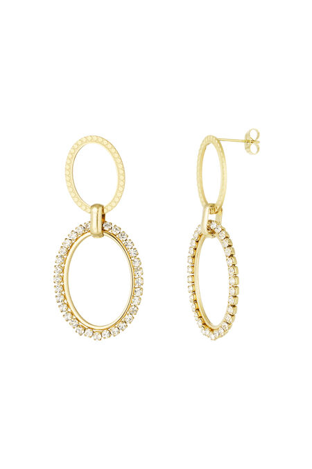 Ovale Diamant-Charm-Ohrringe – Goldfarbe - Goldfarbefarbe 2