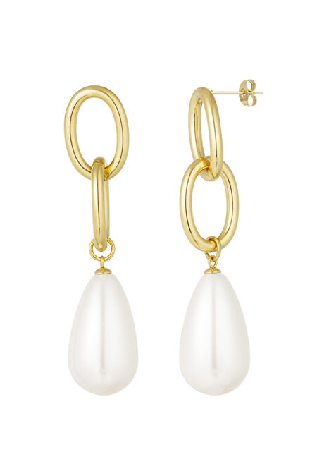 ring earring with pearl pendant