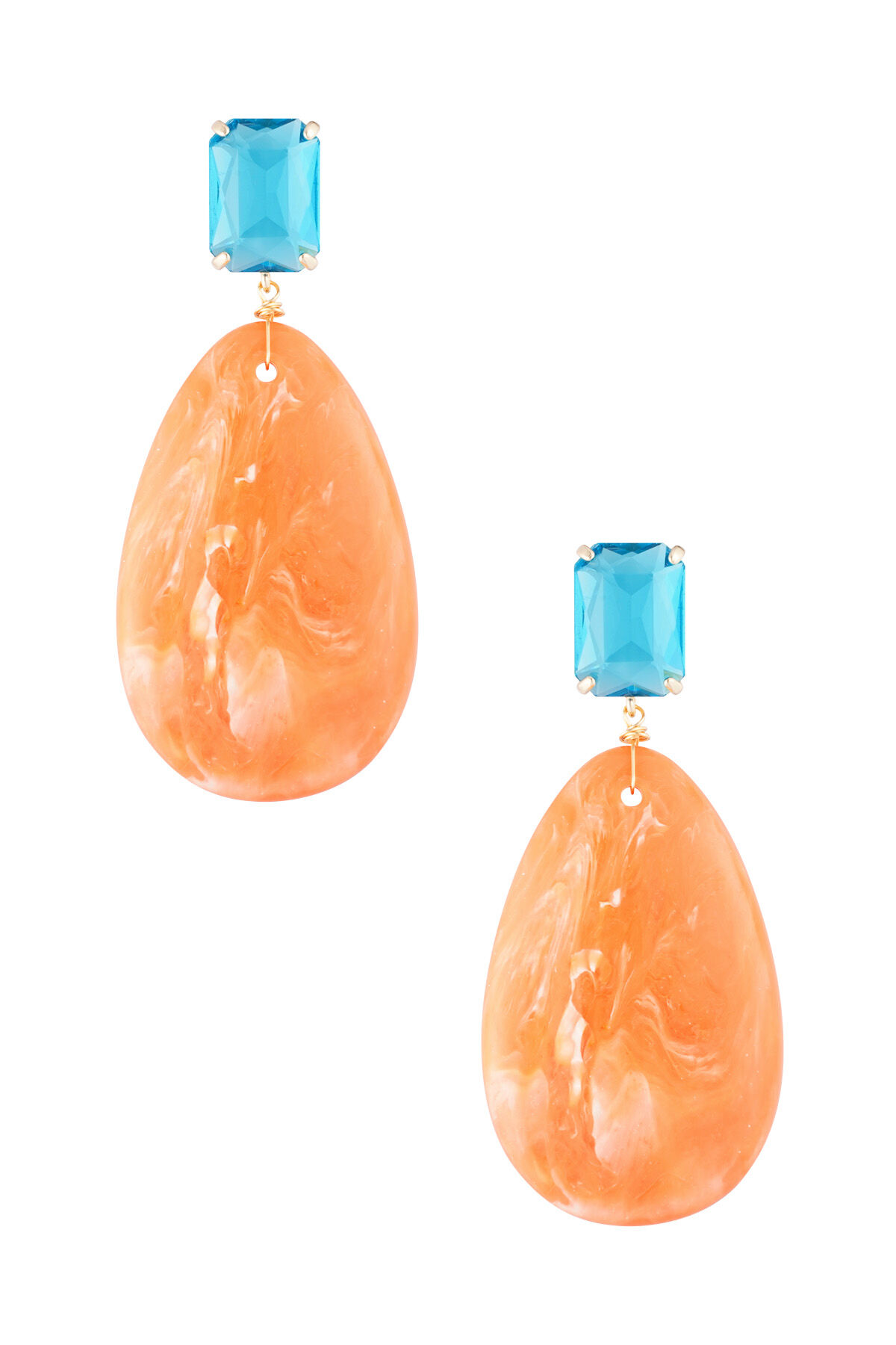 boucles d'oreilles en verre avec pierre ovale 2