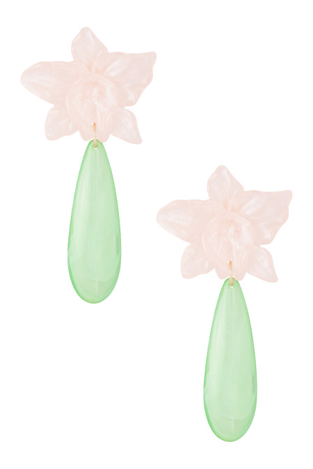 Lelie oorbel met groene druppel