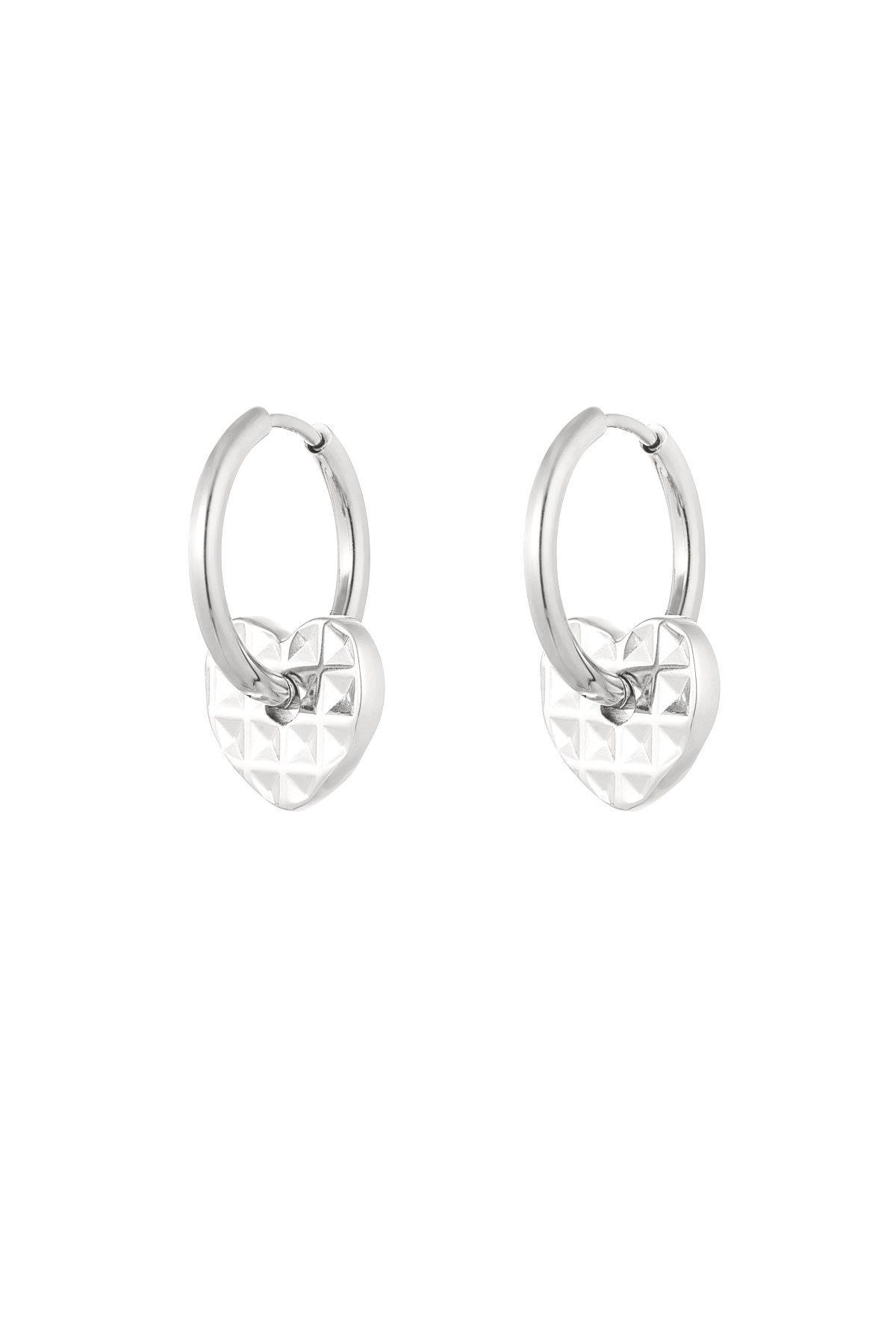 boucles d'oreilles avec breloques coeur structurées h5 