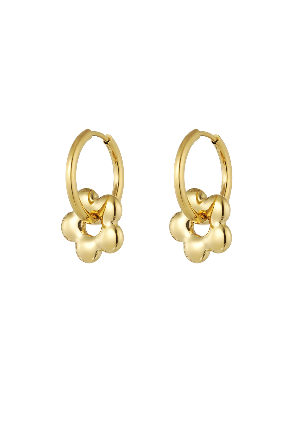 Pendientes de aro básicos con charm de flores h5 
