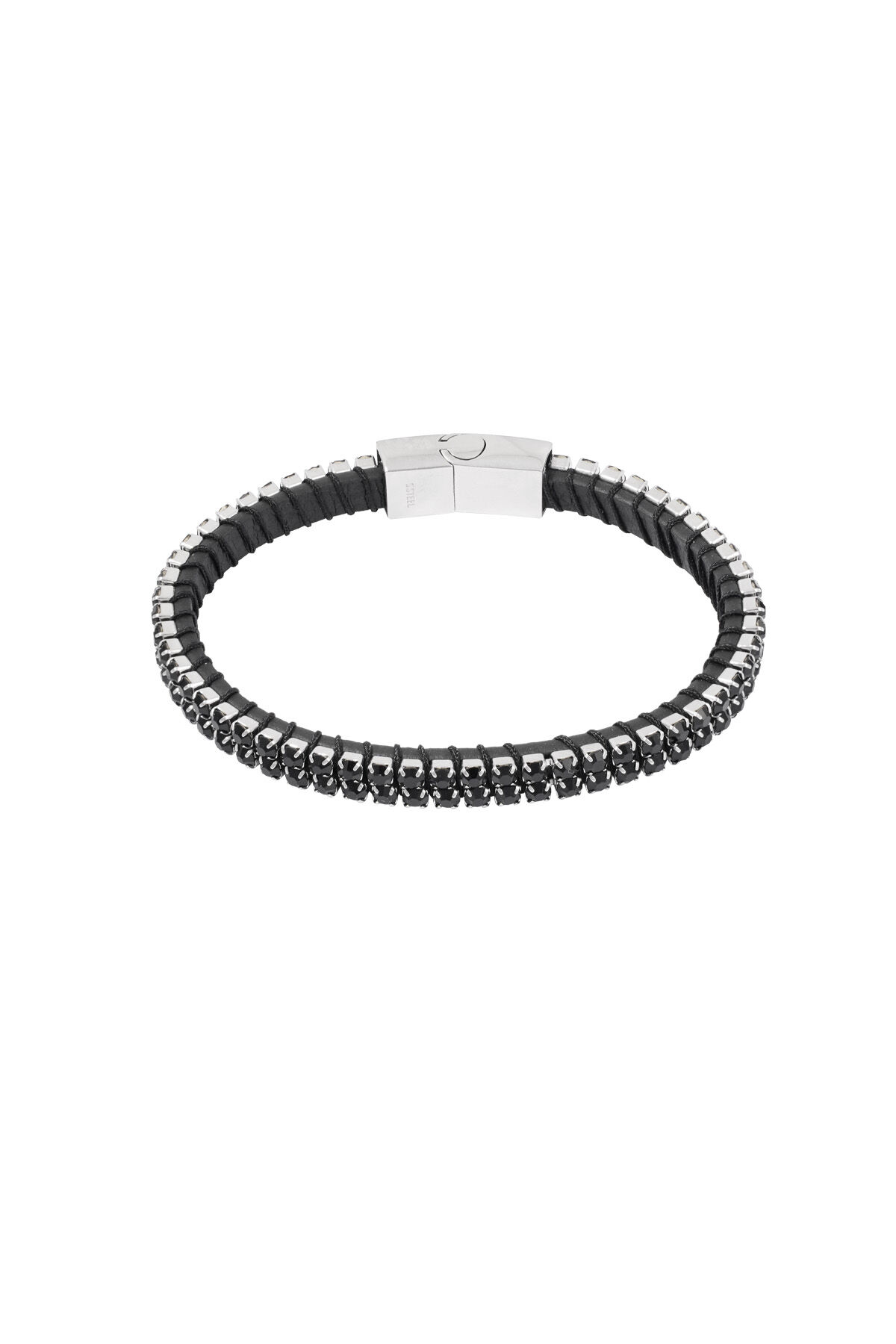 Stoere casual mannen armband - zwart/zilver 