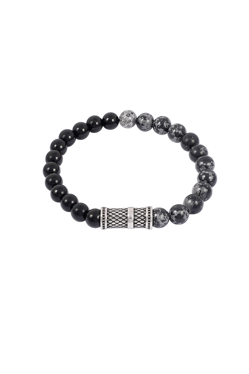 Cool men's bracelet with beads - black/grey