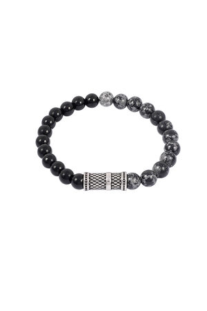 Cool men's bracelet with beads - black/grey h5