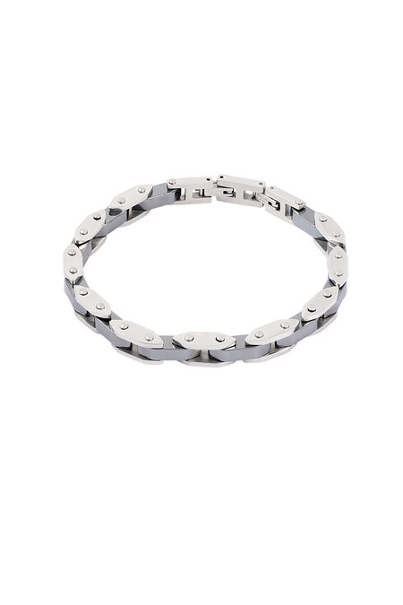 Double chained men's bracelet - Silver Color color 2