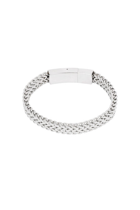 Men's bracelet steel stripe - Silver Color color