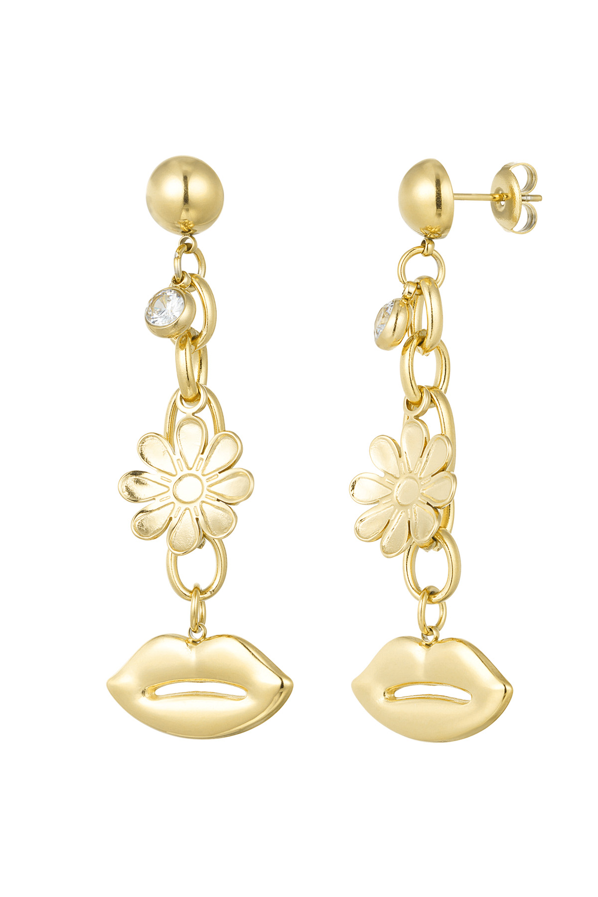 boucles d'oreilles pendantes lèvres fleuries h5 