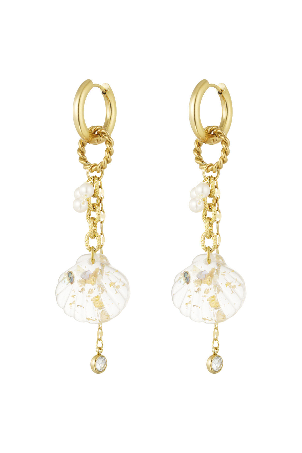 pendientes de concha con dijes h5 