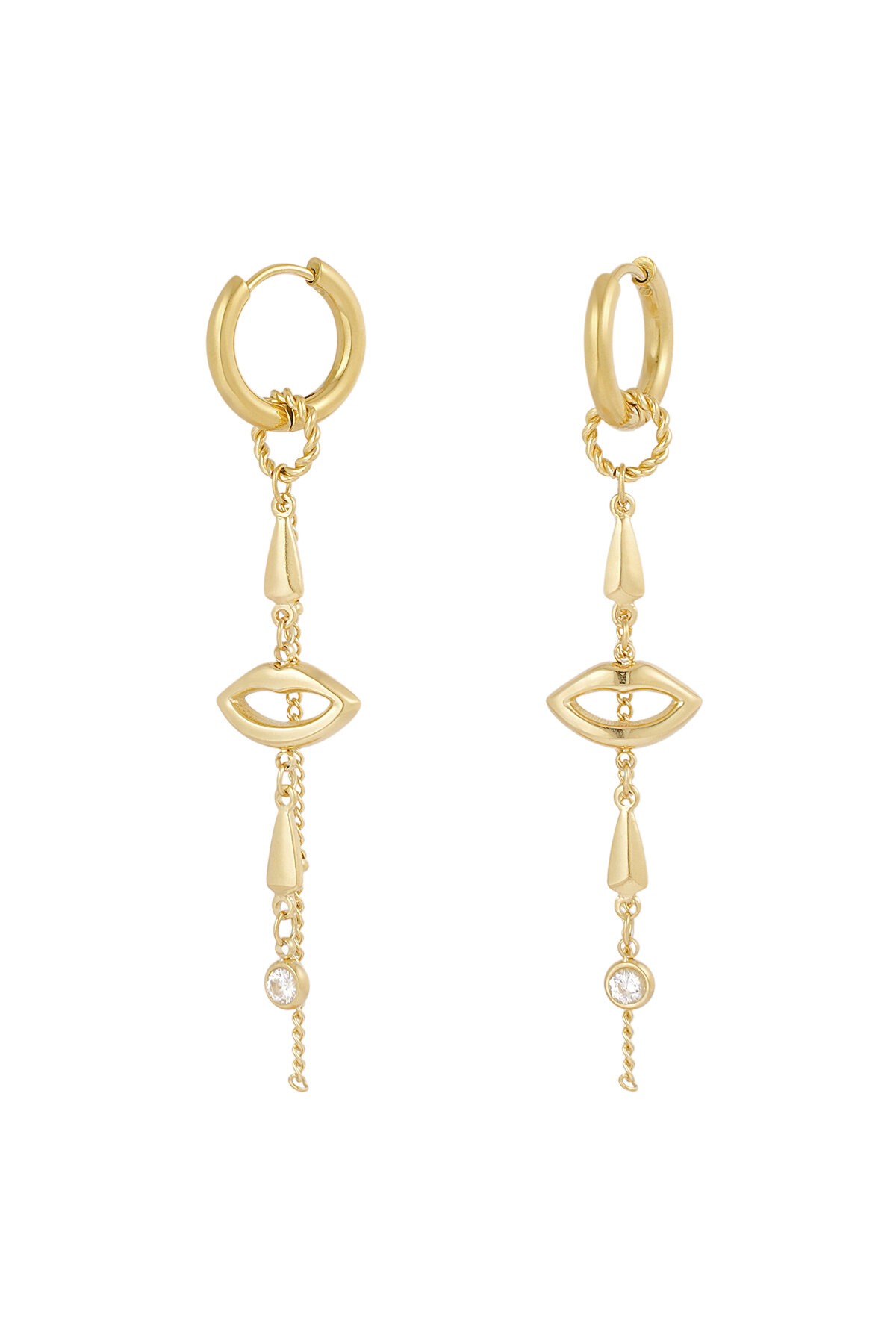 Ohrringe „Lippen in Flammen“ – Goldfarbe - Goldfarbefarbe 