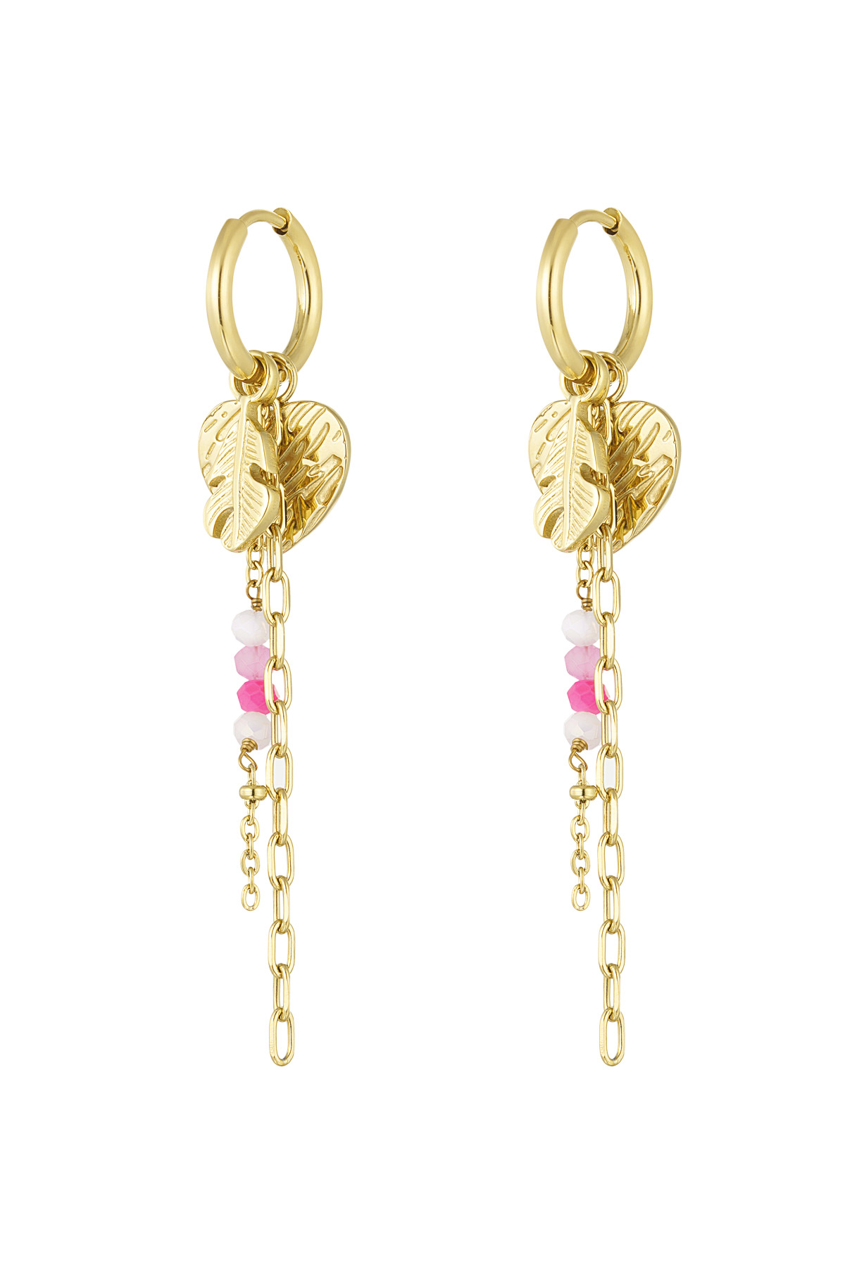 Boucles d'oreilles palmier avec breloques - doré h5 