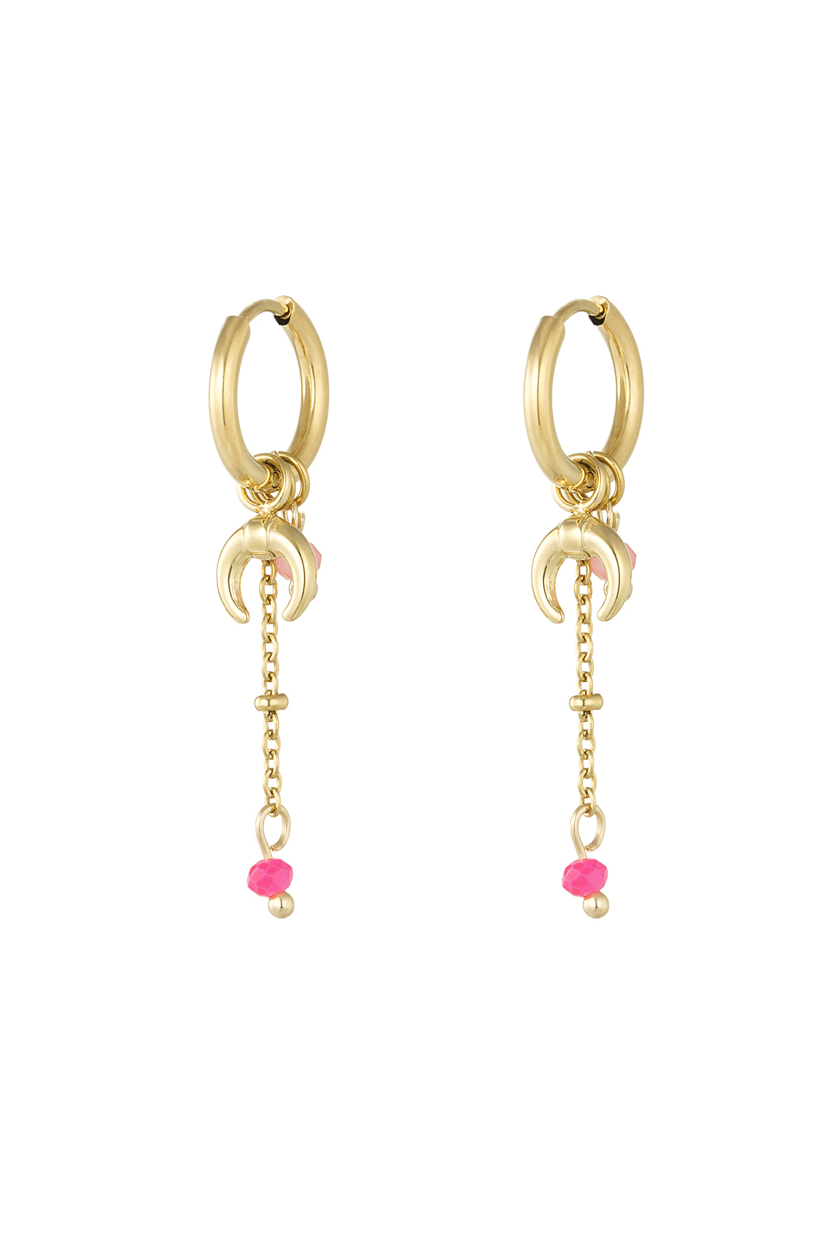 Boucles d'oreilles croissant de lune coloré - doré h5 