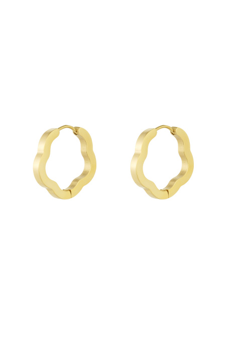 Einfache Ohrringe In Blumenform, Groß – Goldfarbe  - Goldfarbefarbe
