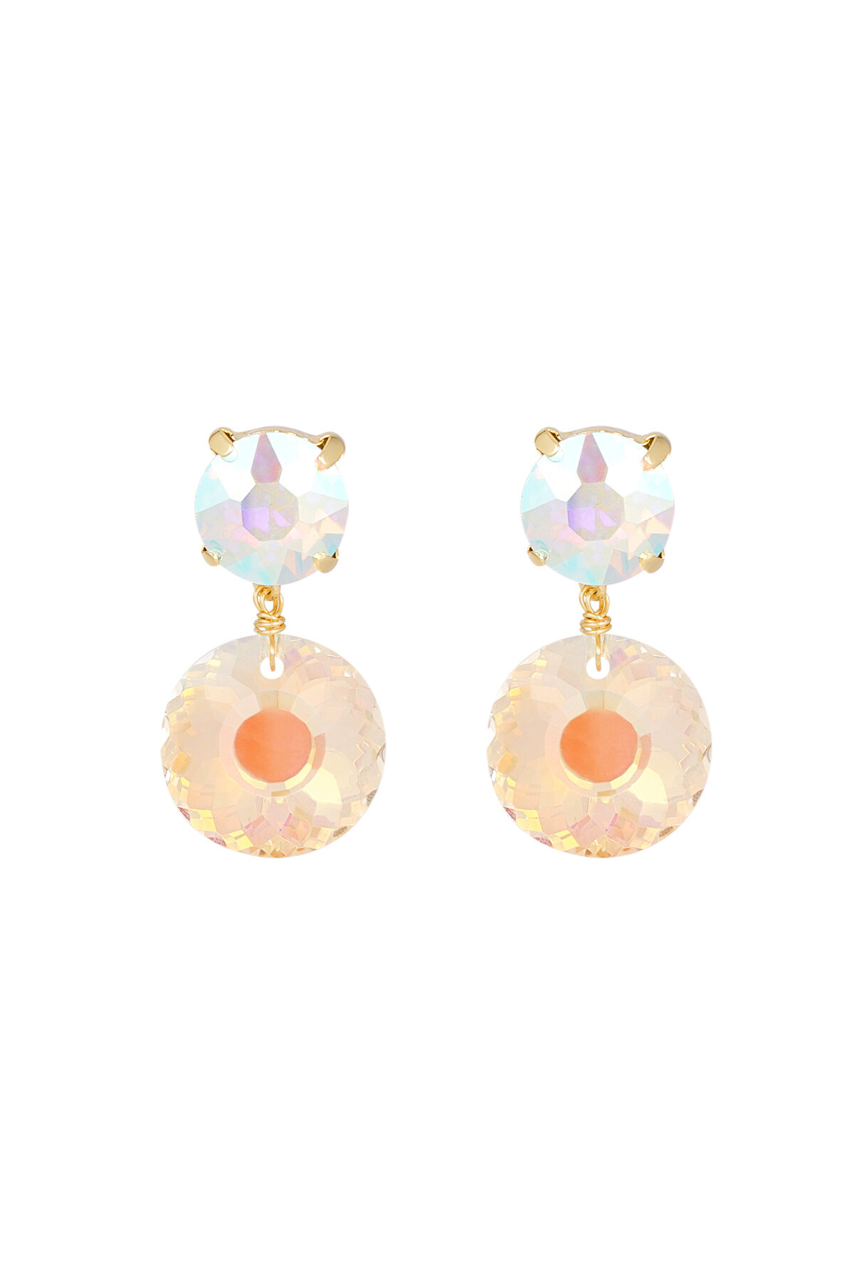 Double diamond earrings - white Gold Color